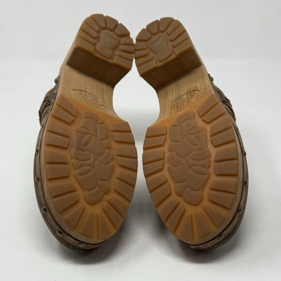 Kork Ease Tilly Clogs Womens 8 M Brown Leather Studded Block Heel Slip On - Picture 15 of 16